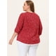 thumbnail image 4 of Women's Plus Size Work Round Neck Ruffle Chiffon Blouse Top Red White 4X, 4 of 5