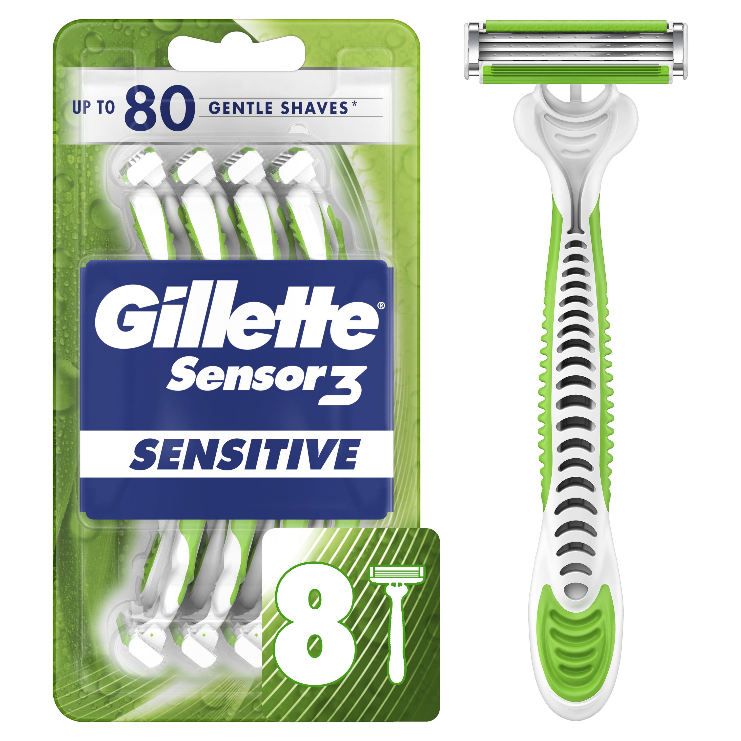 Sensor3 Sensitive Men's Disposable Razor, 8 Razors
