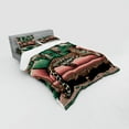 thumbnail image 2 of Ambesonne Leopard Bedding Set 4 Pcs, Monsteras Wild Cat Lounge, Calking, Pink and Jade Green, 2 of 2
