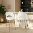thumbnail image 5 of Swivel Bar Stools Set of 3, Counter Height Barstools for Kitchen Island, 26" Seat Height Bar Chairs for Dining Room, Upholstered Bar Stool with Back and Footrest, White, 5 of 9