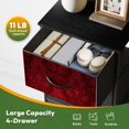 thumbnail image 5 of 4 Drawer Vertical Storage Dresser Seamless ornamental floral with Wood Top Fabric Pull Drawers, 5 of 8