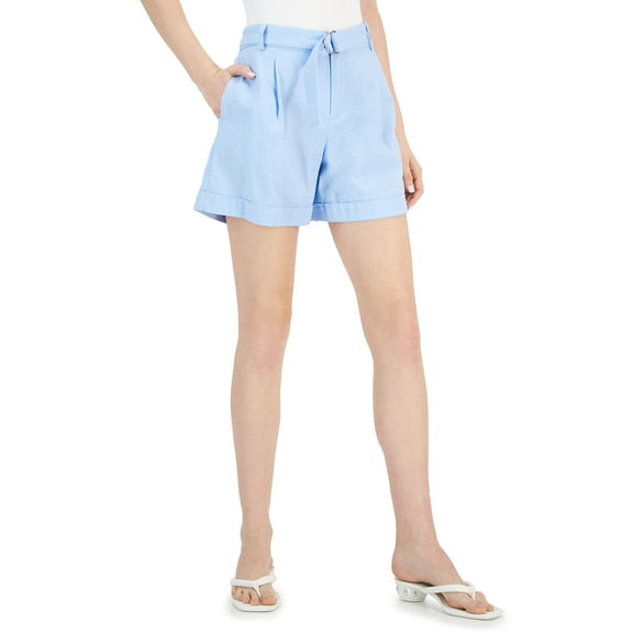 MSRP $60 INC International Concepts Women High Rise Belted Shorts Blue Size 14