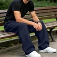 thumbnail image 4 of Naotn Mens Wide Leg Baggy Sweatpants Elastic Waist Drawstring Casual Full Length Trousers Running Gym Joggers with Pocket, 4 of 6