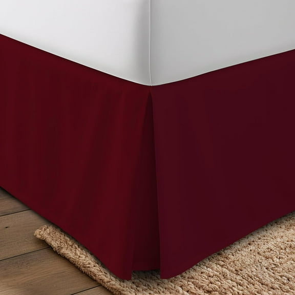 King Bed Skirt - Soft Quadruple Pleated Ruffle - Easy Fit with 16 Inch Tailored Drop - Hotel Quality, Shrinkage and Fade Resistant (King, Burgundy)