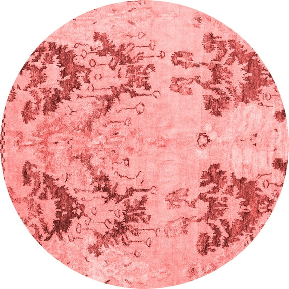Ahgly Company Indoor Round Abstract Red Modern Area Rugs, 8' Round
