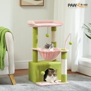 PAWZ Road Cat Tree 33 Cute Flower Cat Scratching Posts Tower with Large Top Perch and Hammock for Medium Indoor Cats, Pink