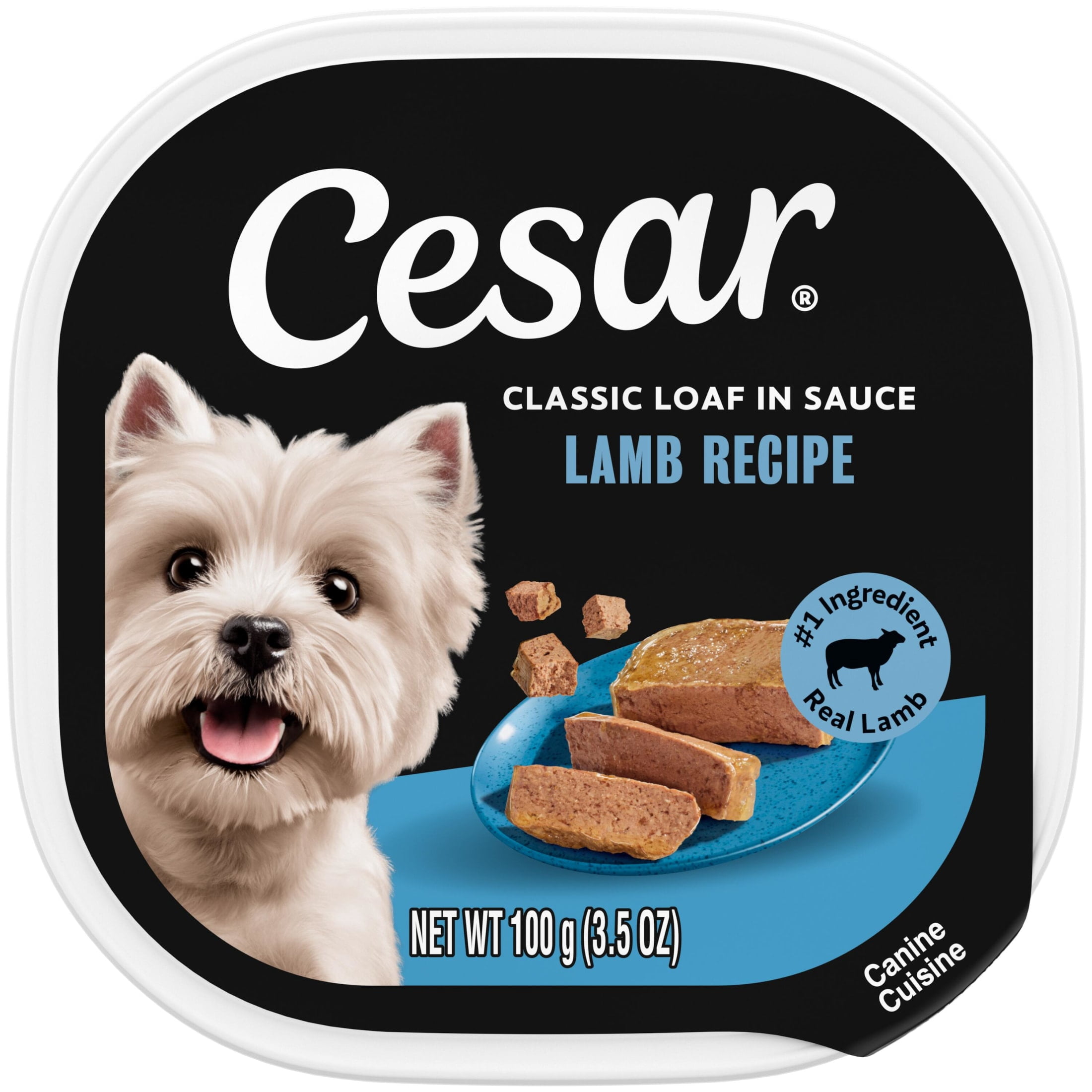 (24 pack) Cesar Classic Loaf in Sauce Wet Dog Food Lamb Flavor, 3.5 oz. Easy Peel Trays, 24 Count