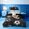 thumbnail image 2 of meiyoeat Vintage Graffiti Football Pattern Twin Duvet Cover For Kids,Boys Ball Games Twin Bedding For Soccer Lovers,Black Reversible,2pcs(No Comforter), 2 of 6