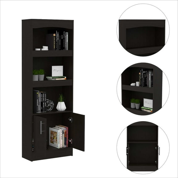 Nmkwnr 3 Shelves Bookcase Bookshlef Book Storage Rack for Home Living Room Office, Black