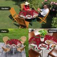 thumbnail image 4 of Christmas Gnomes Round Tablecloth for 45-54 Inch Tables,Fitted Table Cover with Elastic Edge,Red Joy Pine Branches Cardinal Birds Waterproof Outdoor Table Cloth Protector for Patio Garden Dinner, 4 of 9