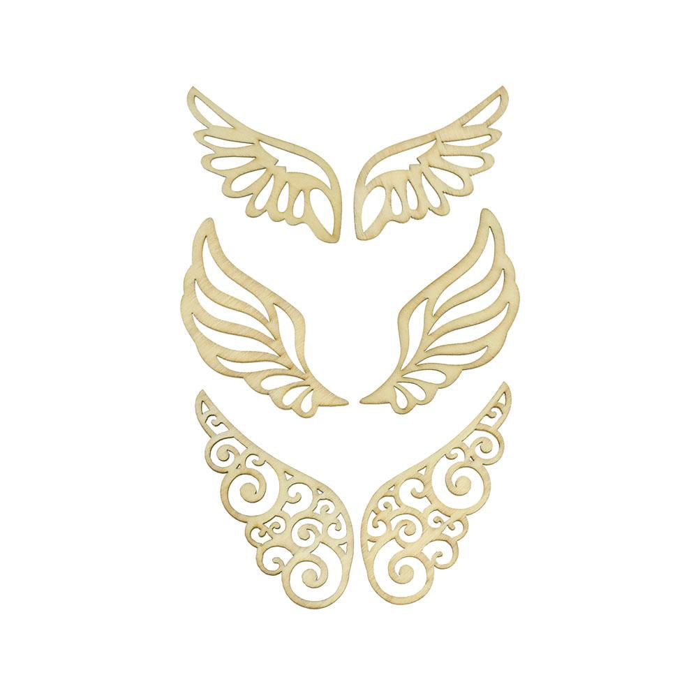 Laser Cut Retro Wings Wood Wooden DIY Crafts Supplies for Wall Sticker 