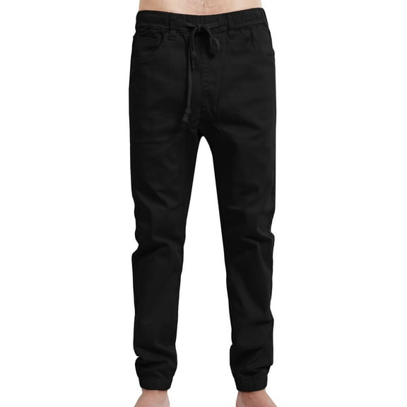 J. METHOD Men’s Joggers Pants Casual Lightweight Comfy Harem Slim Fit Adjustable Elastic Waist Pockets Sweatpants NEMP08 Black S