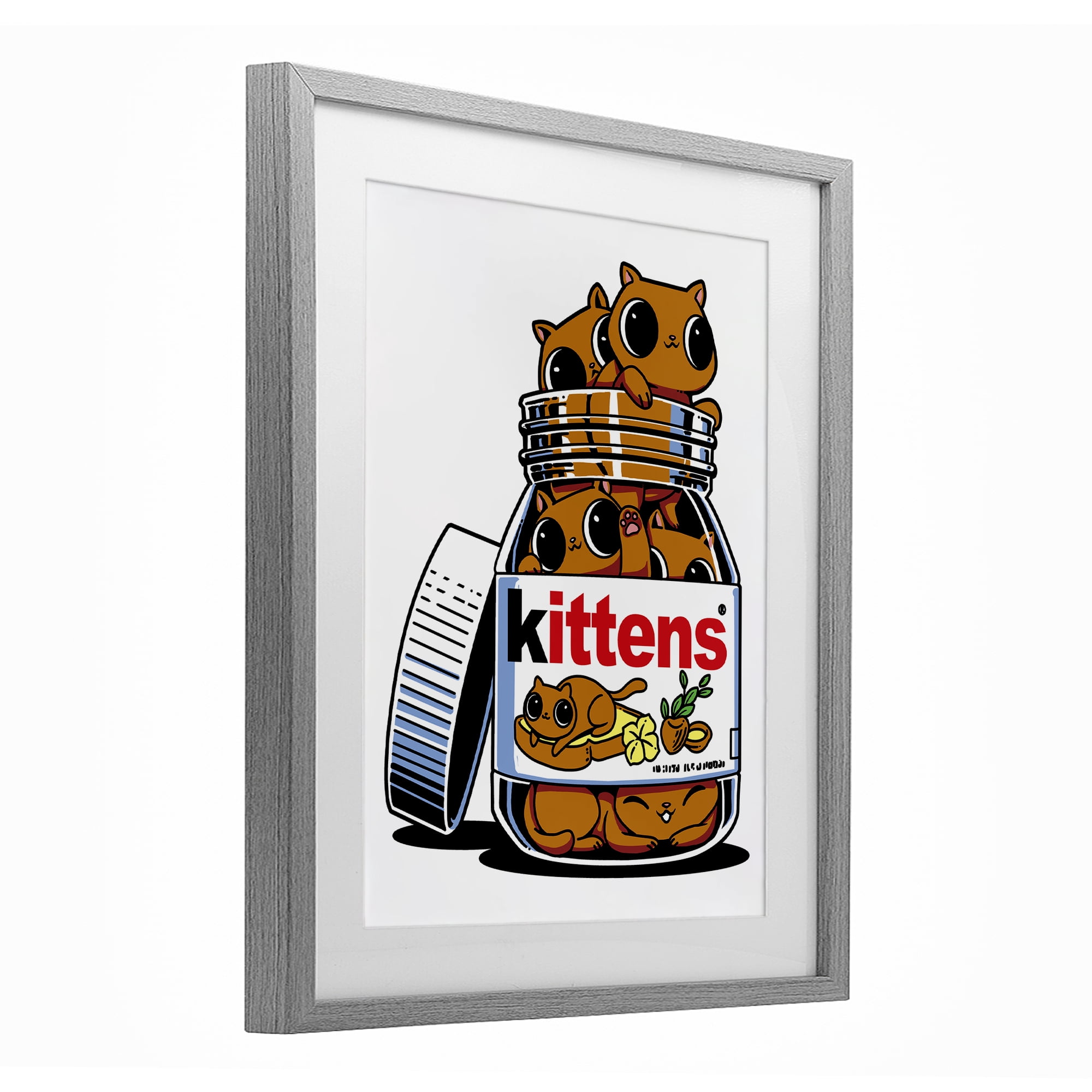 Stupell Industries Hazelnut Spread Cats Gray Framed Print Under Glass, design by Tobe Fonseca