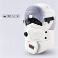 thumbnail image 4 of vzibsiv Winter Hats for Womens and Mens Windproof Trapper Hat with Detachable Mask and Goggles Fleece Lined Ski Cap White, 4 of 5