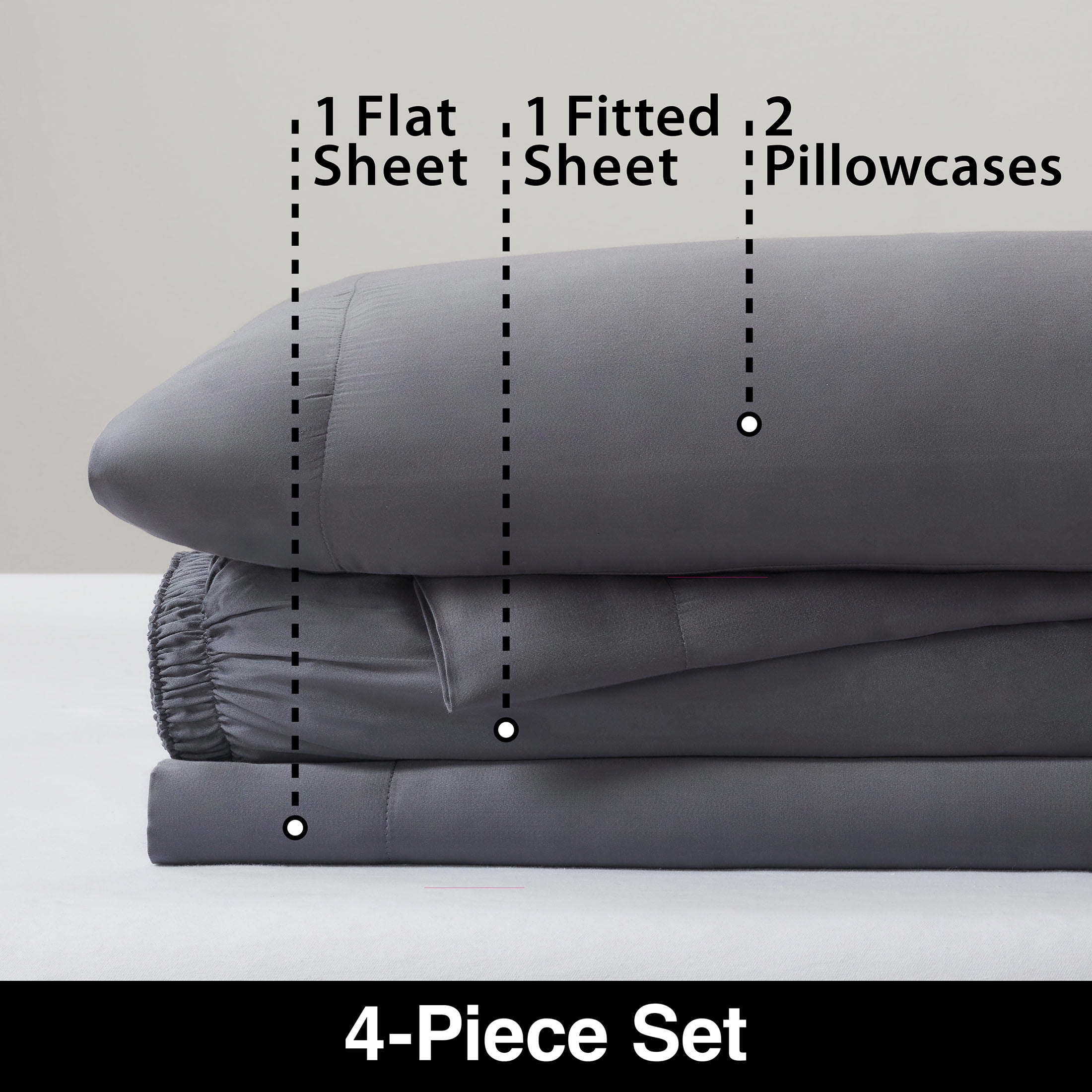 Allswell 4-Piece Soft & Silky Serenity 100% TENCEL™ Bed Sheets Set, Shark, Full