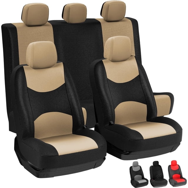 Fundas para Asientos de Automovil Juego 11 pzs, Universales Primavera y Verano Cubre Asientos para Auto, Suave, Transpirable y a Prueba de Polvo, para Coches, Furgonetas, SUV Etc (Beige)