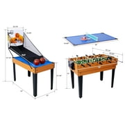 5-in-1 Multi-Game Table for Home - Billiards, Foosball, Ping Pong, Push Hockey & Basketball,All-in-One Indoor Sports Center for Family Game Room