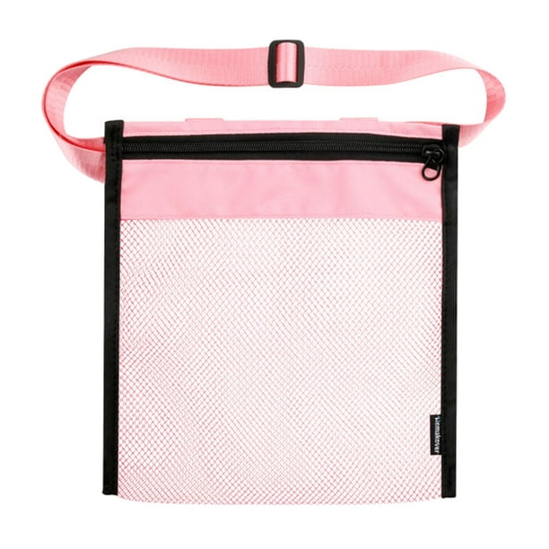 Mesh Beach Sand Toy Totes Mesh Beach Tote for Storage Shell Snacks Pink  25.5x23.5cm 