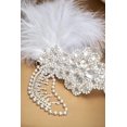 thumbnail image 3 of Diadema para mujer de los años 20, tocado de plumas con cadena, accesorio para el cabello para fiesta temática del Gran Gatsby rugiente de los años 20 (blanco), 3 of 5
