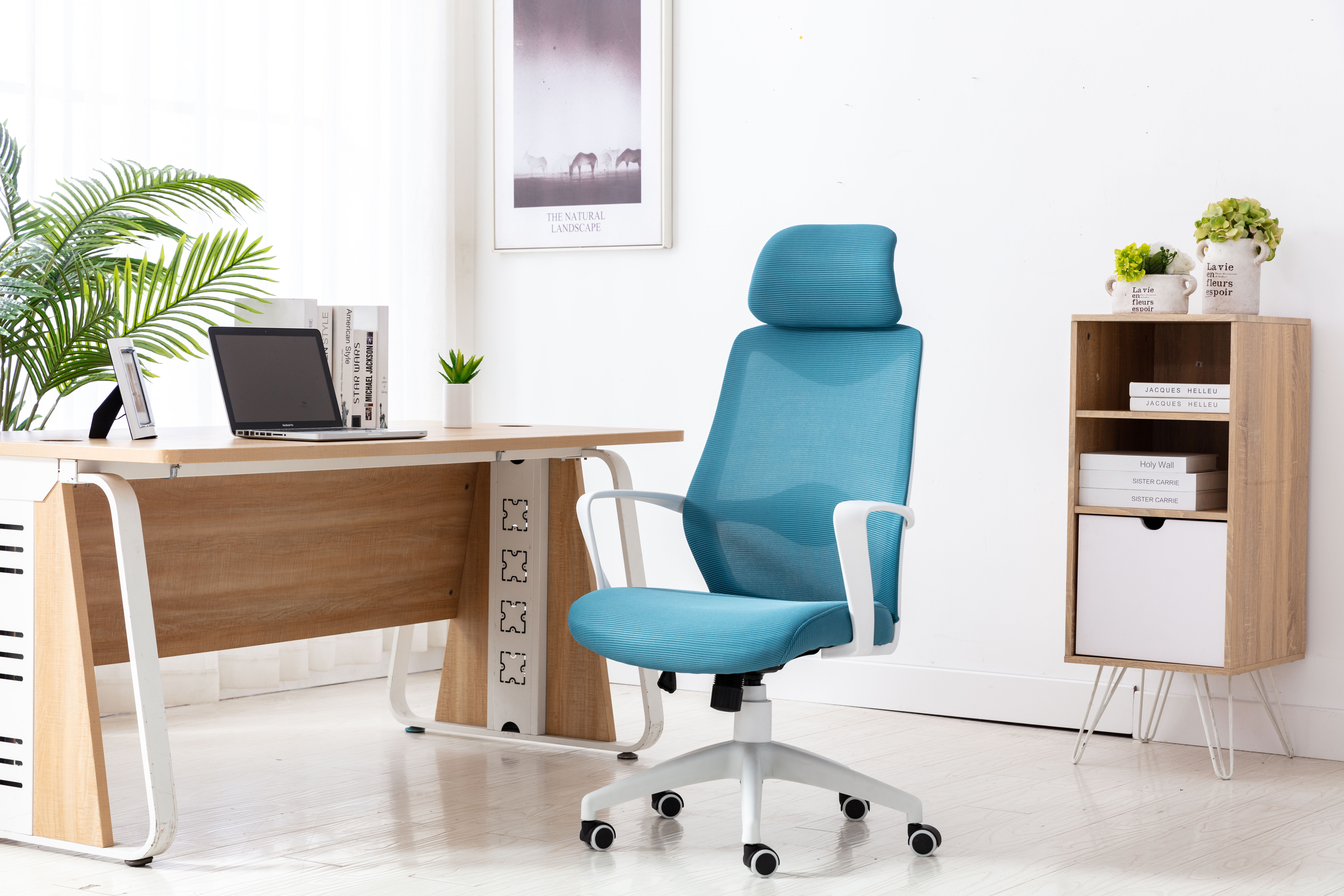 STmeng Mesh Chair Office Ergonomic Adjustable Computer Desk Chair Swivel Tilt High Back with Headrest and Lumbar Support