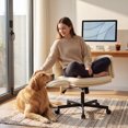 thumbnail image 6 of Vyrox Cross-Legged Office Chair, Ergonomic Criss Cross Office Chair with Adjustable Armrests, Swivel Vanity Chair Comfy Desk Chairs, Beige, 6 of 7