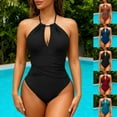 thumbnail image 2 of Gswybco Summer Bikini Suits for Women Neck Hanging Bathing Swimwear Period Swimwear 1 Piece Backless Strap Bikini Elastic Waist Beachwear with Chest Cushion, 2 of 7