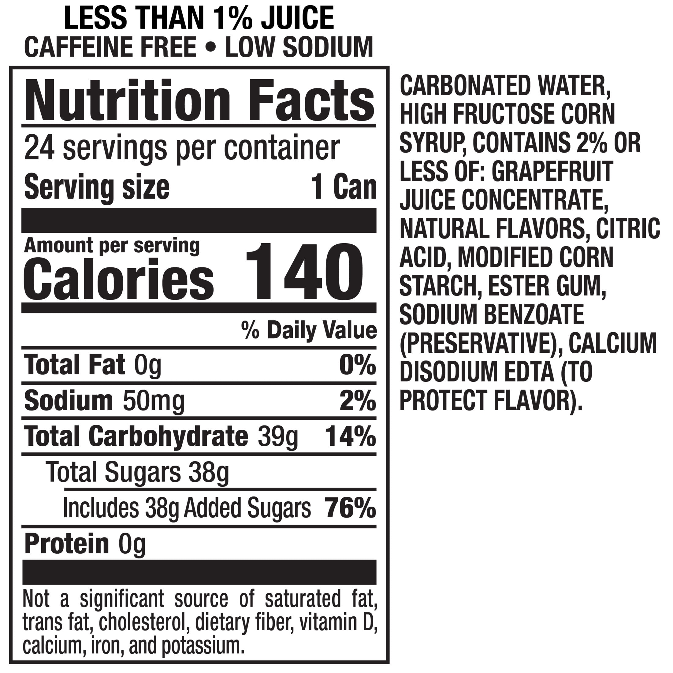 Squirt Caffeine Free Grapefruit Soda Pop, 12 fl oz, 24 Pack Cans