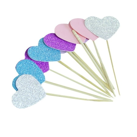 

Redempion 30pcs Bamboo Heart Bead Fruit Cocktail Picks Sticks Toothpick Decorations Mixed Light Color