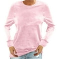 thumbnail image 2 of Xcmzpl Womens Sweatshirts Casual Solid Color Round Neck Sweatshirt Oversized Sweater Tops Cotton Long Sleeve T-shirts Winter Fashion, 2 of 4