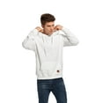 thumbnail image 3 of VICT POPU Men's Casual Hooded Pullover, Long-Sleeved Plaid Jacquard Large-Pocket hoodie, Solid Color Simple Hooded Sweatshirt，White，L, 3 of 5