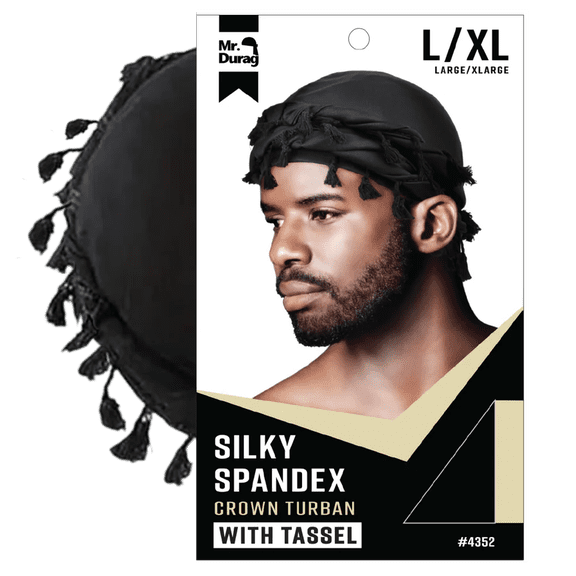 Mr. Durag Silky Spandex Crown Turban with Tassel - Choose Color