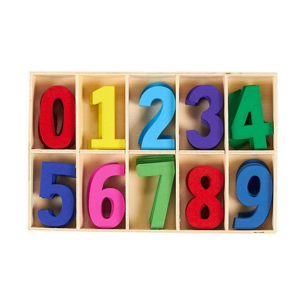 50Piece Wooden Numbers Craft Numbers with Storage Tray Kids