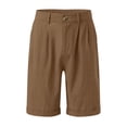 thumbnail image 5 of Men's Soild Color Cotton Linen Casual Shorts, Elastic Waist Classic Summer Beach Shorts for Men, Soft Breathable Relaxed Fit Lounge Shorts with Pockets Brown L, 5 of 6