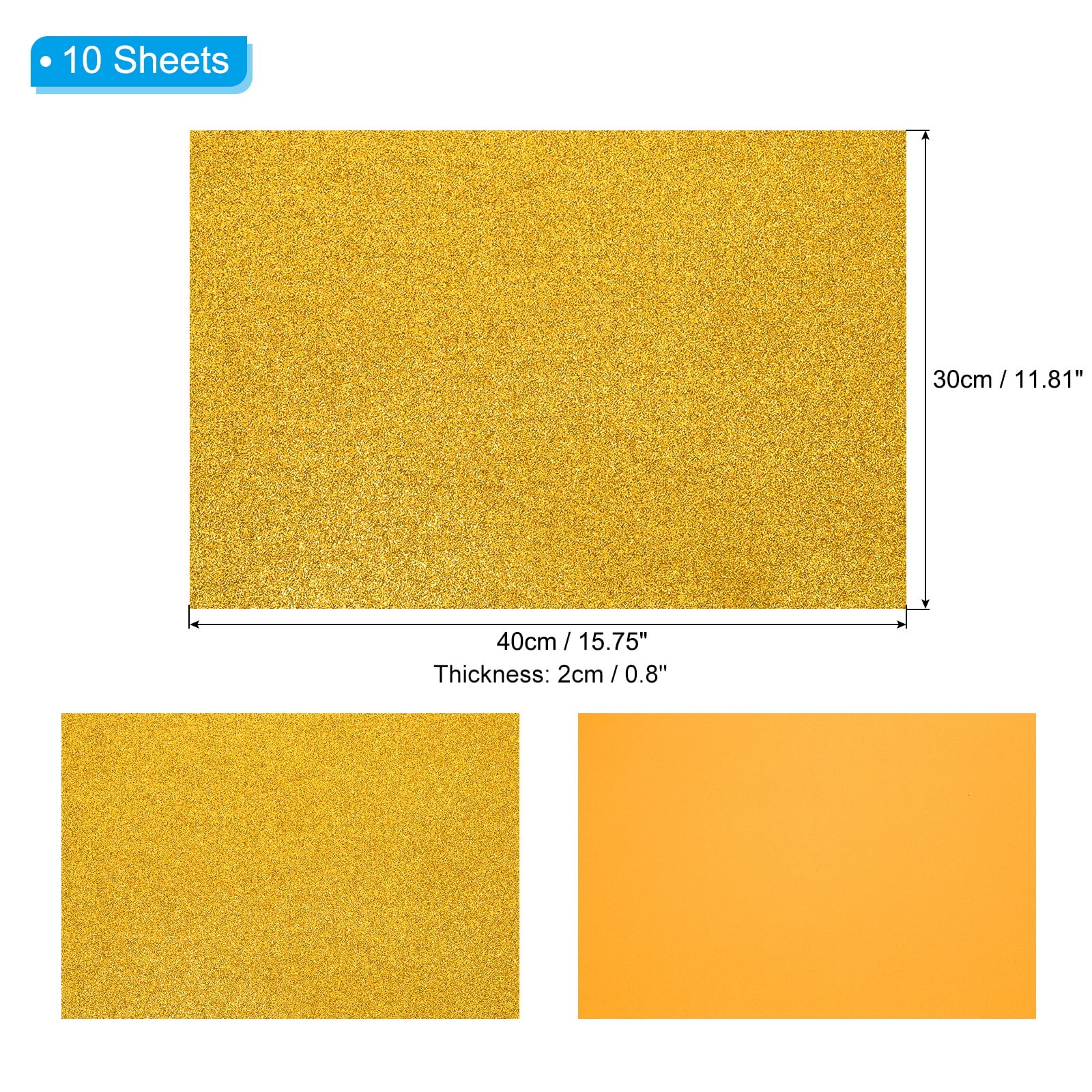 Uxcell 20 Sheets 2mm Glitter Foam Sheet, 16" x 12" Light Blue Sparkle EVA Paper