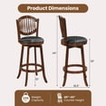 thumbnail image 3 of Costway Swivel Bar Stools Set of 2, 30" Bar Height Chairs with Backrest and Wood Frame, 3 of 9