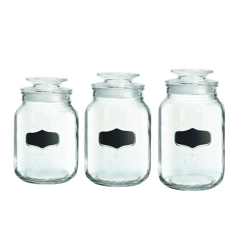 Homephile Chalk Glass Canister/Jar with Screw Lid ; Use As Storage Coffee -  Rice - Flour - Sugar Canister ;