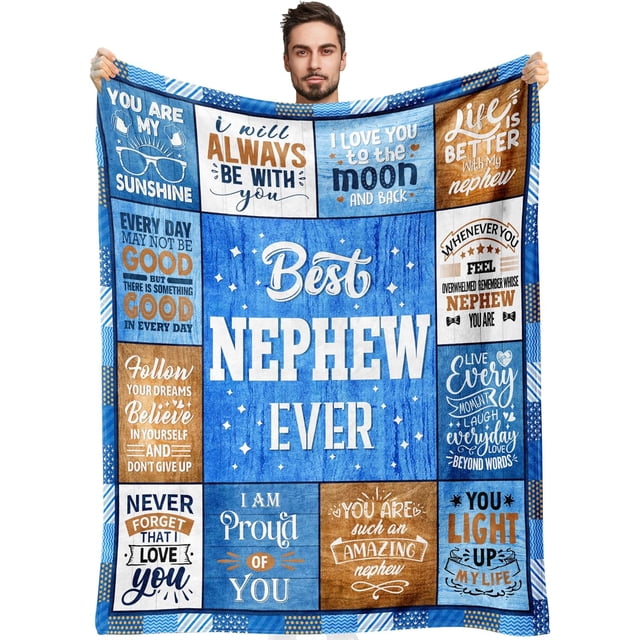 LHSHID Nephew Gifts from Auntie Fathers Day Nephew Gifts Gifts for Nephew Birthday Gifts for Nephew Best Nephew Ever Gifts Nephew Christmas Graduation Gifts Blanket 60"x80"