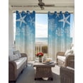 thumbnail image 2 of Marine Life Blackout Curtains for Bedroom Living Room, Starfish Coral Shell Gradient Blue Brown Ocean 54 In Long Thermal Insulated Room Darkening Drapes Grommet Window Treatments, 52 x 54 In, 2 of 9