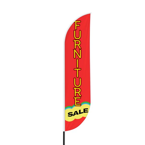 Furniture Sele Sign feather flag for Outdoor by Mavis Printing | 11.5 FEET Long Polyester Outdoor Banner Flag for Easy Hang | HD Print Swooper I Flag Only for Furniture Advertising I Flag Only