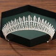 thumbnail image 4 of Corona y Tiara de Color plateado para mujer, accesorios para el cabello de boda, corona para novia, Diadema de diamantes de imitación de cristal, 4 of 5