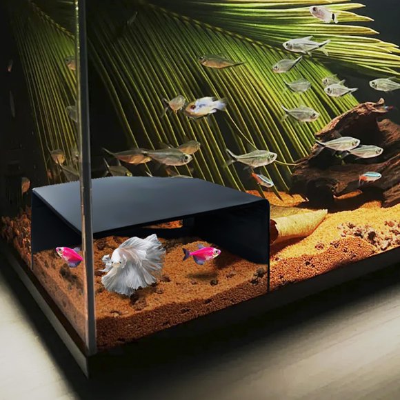 CPLIKE Aquarium Corner Cave Hide Axolotl Cichlid Cave Fish Tank Accessories Supplies Decoration Aquascape, Blue Resin Aquarium Decor, Natural Style, Floor Mount, Cave