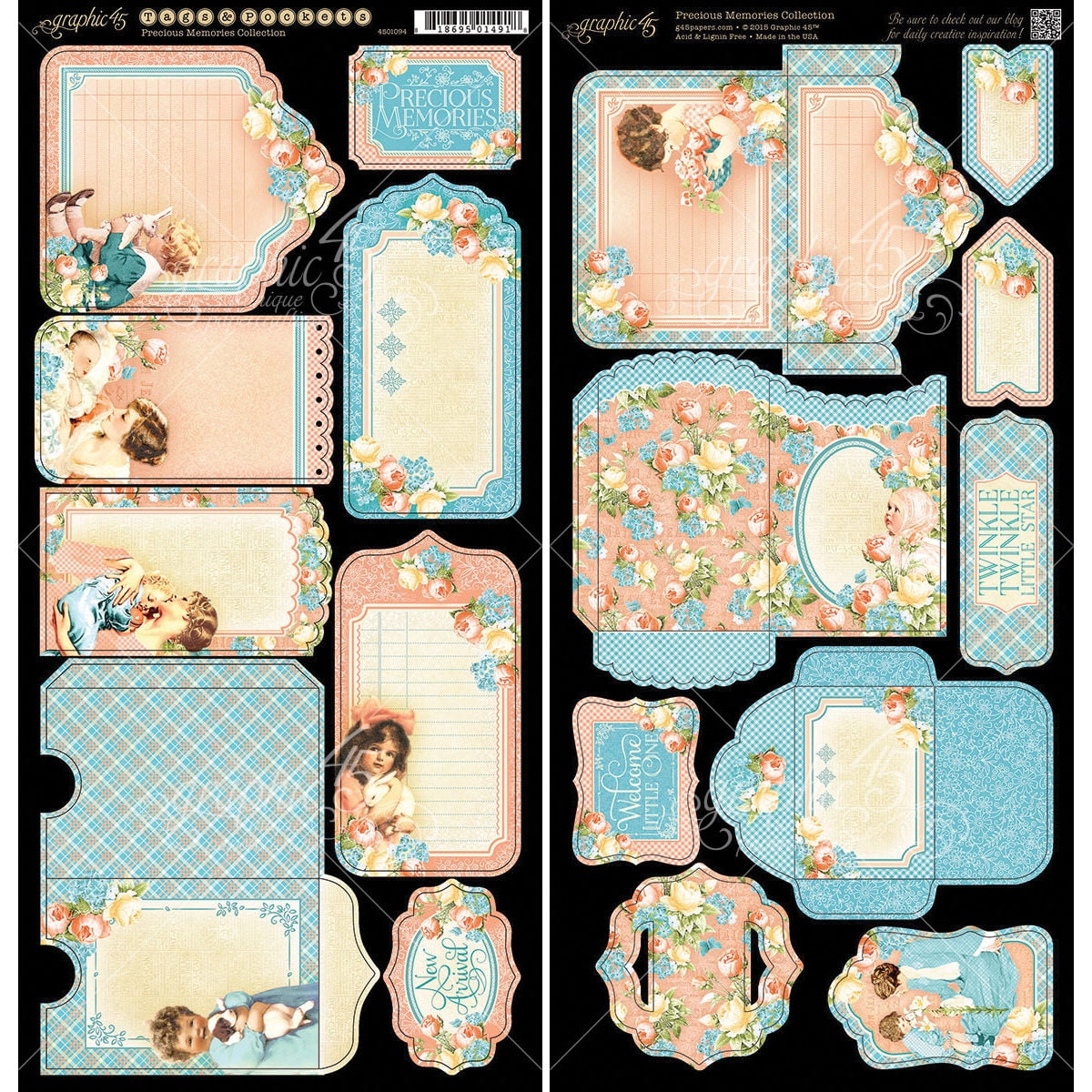 Precious Memories Cardstock DieCuts, 6" x 12" Sheets, 2pk, Tags and