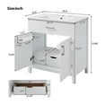 thumbnail image 3 of Vyrona Modern Bathroom Vanity with Ceramic Sink, Shelves, Drawers, Wood, White, 3 of 10
