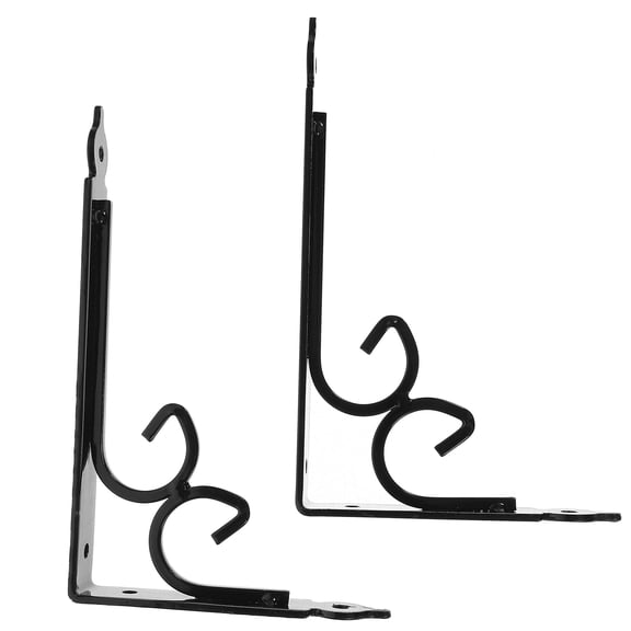 RENACLIPY 2-Pack Heavy Duty Iron Wall Shelf Brackets Black, Strong Storage Support for Home, Garage, Office
