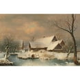 thumbnail image 2 of Wilhelm Heinrich Schneider 24x17 Black Ornate Framed Double Matted Museum Art Print Titled: Snowy Winter Landscape (1855), 2 of 5