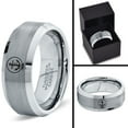 thumbnail image 4 of Tungsten Anchor Rope Band Ring 8mm Men Women Comfort Fit Gray Bevel Edge Brushed Polished, 4 of 4