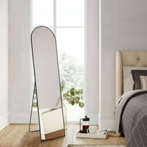 Resenkos Arch Mirror Full Length, 16" x 59" Floor Mirror with Stand, Aluminum Alloy Frame Full Body Mirror, Standing Hanging or Leaning Against Wall for Bedroom and Living Room, Black