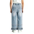 thumbnail image 6 of Lmnyox Wide Leg Jeans for Girls Baggy Cute Elastic Waist Denim Pants Teen Fashion Ruffle Jeans with Pockets, 6 of 9
