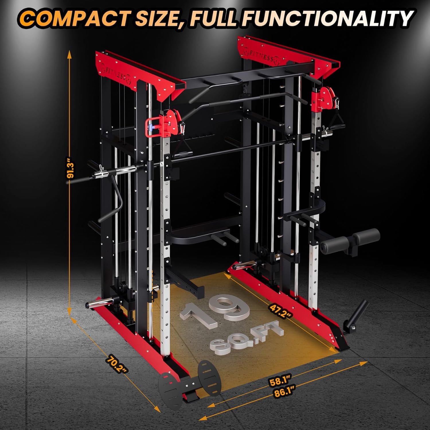 IdealHouse 3600 LBS Power Cage Smith Machine, Multi-Functional All-in-One Power Rack with Cable Crossover, Squat Rack for Home Gym
