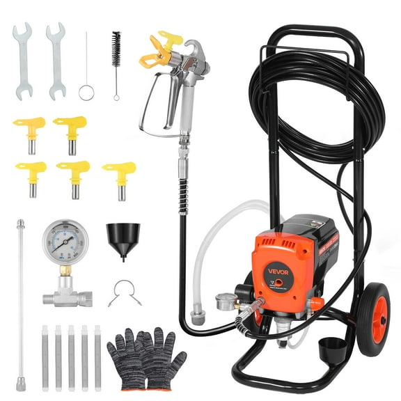 VEVOR Stand Airless Paint Sprayer, 900W, 3300PSI High Pressure Airless Sprayer with Cart, Cleaning Brush, Hose, Extension Rod, Nozzles, Electric Spray Paint Machine for Interior or Exterior of House